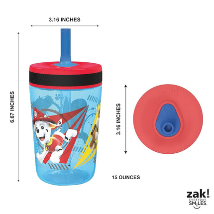 Zak Designs Paw Patrol Kelso 15oz Leak-Proof Toddler Straw Cups, 2-Pack