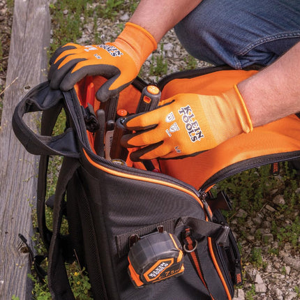 Klein Tools 60672 Work Gloves, Knit Dipped Cut Resistant ANSI A1 Nitrile Coated Gloves, Nylon-Spandex, Touchscreen Capable, Large, 1-Pair