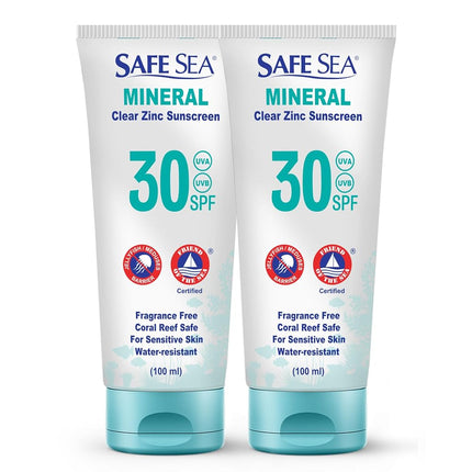 Safe Sea Zinc Oxide Sunscreen SPF30 | Clear Minera