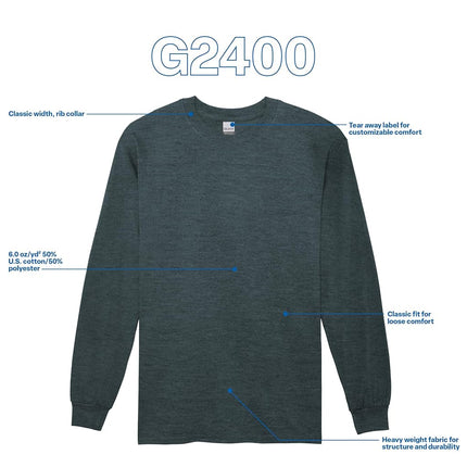 Gildan Unisex's Ultra Cotton Long Sleeve T-Shirt, Style G2400, Multipack, Dark Heather (2-Pack), 3XL (Pack of 2)