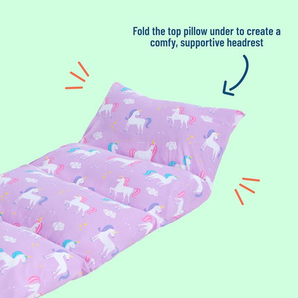 Transat de sol Wildkin pour enfants – Léger et facile à transporter, idéal pour les soirées pyjama et la sieste, oreiller non inclus – Licornes