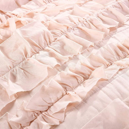 Lush Decor 2 Piece Ruffled Quilt Bedding Set, Cotton, Pink Blush, Twin