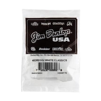 Dunlop 483R01HV Genuine Celluloid, White, Heavy, 72/Bag