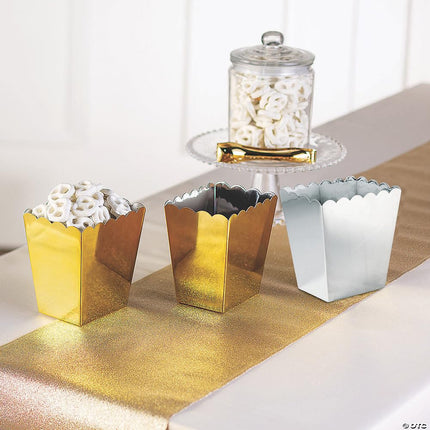 Shiny SLVR Plastic Scallop Container 3PC - Party Supplies - 3 Pieces