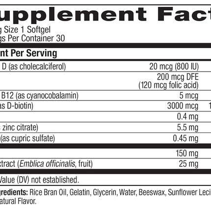 OLLY Ultra Strength Hair Softgels, Supports Hair Strength, Health and Growth, Biotin, Keratin, Vitamin D, B12, Hair Supplement, 30 Day Supply - 30 Count (Packaging May Vary)