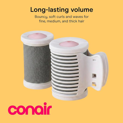 Conair Hot Rollers for Long, Medium & Short Hair, 8 Ceramic Flocked 2-Inch Heated Hair Rollers with Clips, Hot Curlers for Women, Volume & Curls, Amazon Exclusive, Lilac