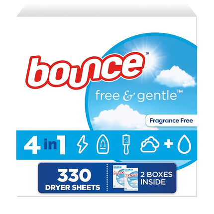 Bounce Free & Gentle Dryer Sheets, Unscented, 330 