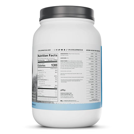 Levels 2LB Unflavored 100% Grass Fed Whey Protein, Undenatured, No GMOs