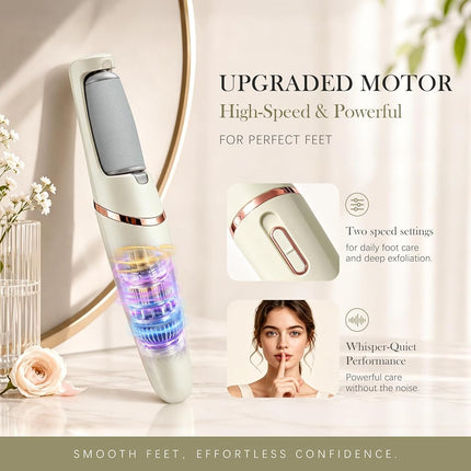 Upgraded Electric Foot File, IRILEKI Callus Removers for Feet, Pedicure Tools for Feet, Rechargeable Portable Foot Callus Remover Pedicure Tools, Foot Care for Dead Skin, for Feet & Hands (Beige)