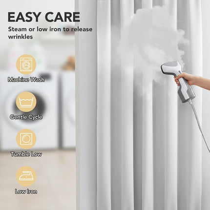 Deconovo Blackout Door Curtain for Glass Doors & Sidelights, Thermal Insulated Privacy Panel with Dual Rod Pockets & Adjustable Tieback, Machine?Washable Curtain (12W x 72L, Greyish White, 1 Panel)