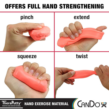 CanDo TheraPutty Standard Hand Exercise Putty for Rehabilitation, Exercises, Hand Therapy, Occupational Therapy, Hand Strengthening, Improve Motor Skills, Stress Relief 1 lb Red Soft, (10-0919)
