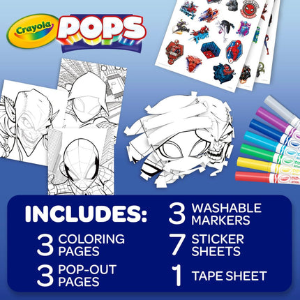 Crayola POPs Kit d'art 3D pour enfants, alternative au livre de coloriage Spiderman, cadeau pour garçons et filles, 6 ans et plus