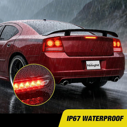 Nilight Third Brake Light Tail High Mount 3rd Stop Lights Smoked Lens Compatible with Dodge Charger 2006 2007 2008 2009 2010 Car Rear Center Cab Lamp