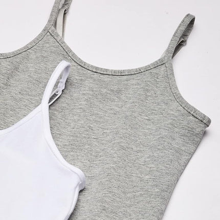 The Children's Place Camiseta de tirantes básica para niñas, 2 unidades, gris jaspeado/blanco, talla XS de EE. UU.
