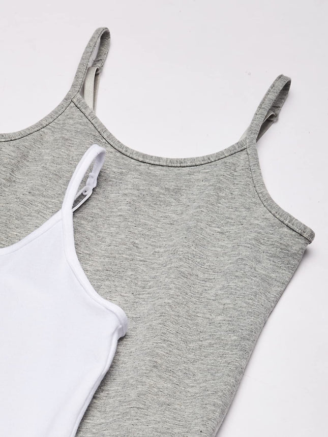 The Children's Place Girls Basic Camisole Tank-top-and-cami-shirts, Heather Gray/White 2-pack, X-Small US