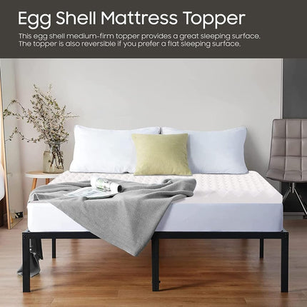 Treaton 1-inch Soft Foam Toppers with Convoluted Egg Shell Design | Extends Mattress Topper Life, Provides Proper Back Support and Relieves Pain, Improves Better Posture, Queen, White