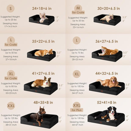 EHEYCIGA Orthopedic Dog Beds Large Sized Dog, Waterproof Washable Pet Bed