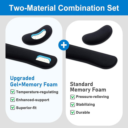 Leolee Gel Memory Foam Keyboard Wrist Rest, Black 5 in 1 Wrist Rest Set