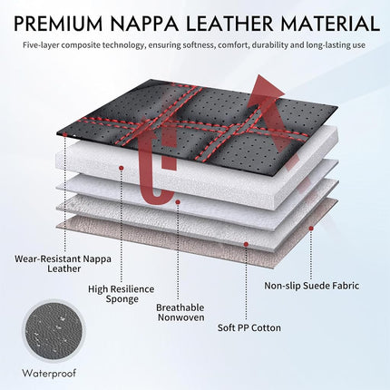 Huidasource Dodge Ram Seat Covers Full Set, Full Coverage Waterproof Leather Pickup Truck Seat Cushion Protector Fit for 2009-2018 1500, 2010-2023 2500/3500 Crew Mega Cab(Full Set/Black&Red)