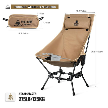 OneTigris Dragonhide Oversized Camping Chair Cushion Design Comfortable Extended Chair Folding Chair 124.7 kg Capacity