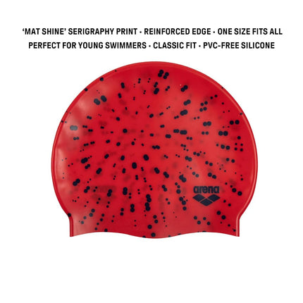 Arena Unisex Junior Print Swim Cap for Boys and Girls, 100% Silicone, One Size, Dots