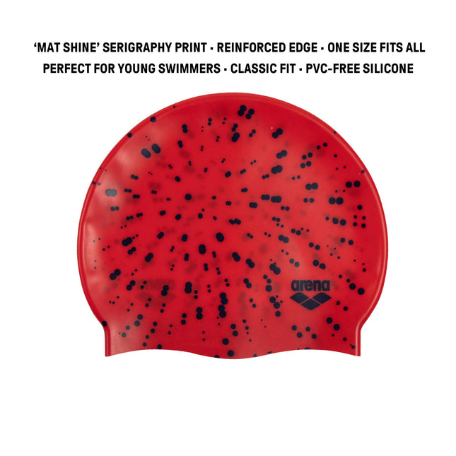 Arena Bonnet de bain imprimé unisexe pour garçons et filles, 100 % silicone, taille unique, à pois