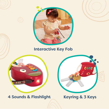 B. toys FunKeys Toy with Lights and Sounds, Red Key Fob, Pretend Play
