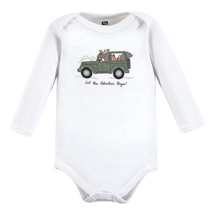 Hudson Baby unisex-baby Cotton Long-sleeve Bodysuits, Animal Adventure 3-pack, Preemie