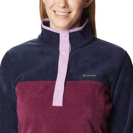 Chaqueta de forro polar Columbia Benton Springs Classic Fit Full Zip para mujer, Marionberry/Dark Noctural/Gumdrop, XXL