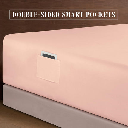 Elegant Comfort Luxurious 1500 Premium Hotel Quality Microfiber 4-Piece Sheet Set, 18-24 Inches Deep - Extra Deep Pocket Sheets - Ultra Soft 4PC Deep Pocket Sheets, King, Blush