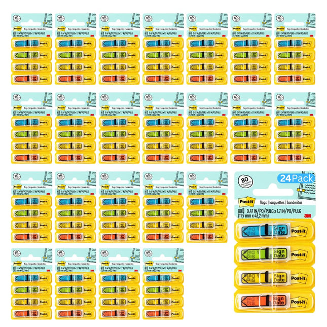 Post-it Message Flags, Sign and Date, 30/Dispenser