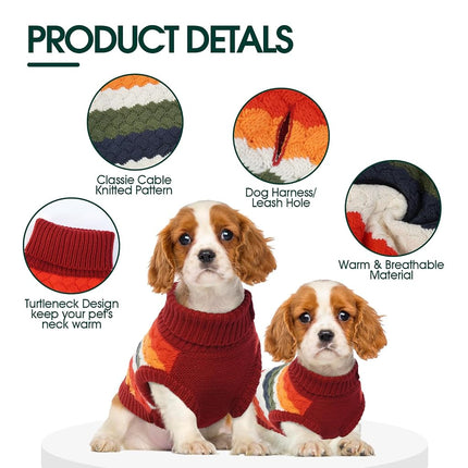 Kuoser Dog Sweater Dog Jumper, Dog Sweaters for Medium Dogs Girl Boy, Classic Pet Knitted Sweatshirt Warm Pullover, Dog Holiday Sweater Winter Clothes, Red M