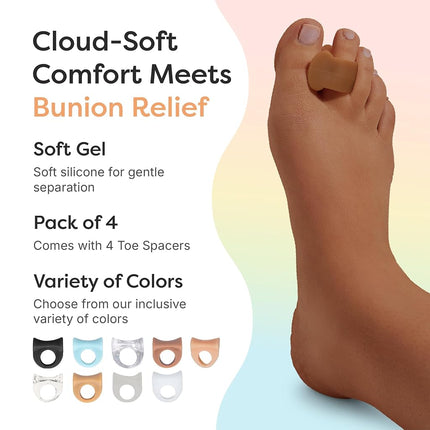 ZenToes Gel Toe Spacers for Bunions & Overlapping Toes, 4 Count