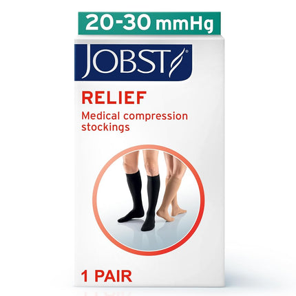Jobst Relief 20-30 Knee High Open Toe Beige Compression Stockings, Medium