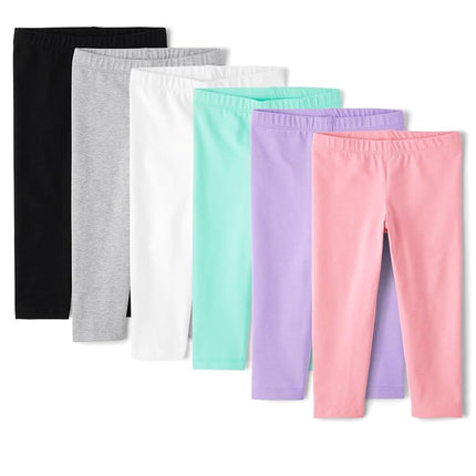 The Children's Place Baby Girls' and Toddler Assorted Everyday Pull on Leggings, Multicolor 6-Pack, 4T