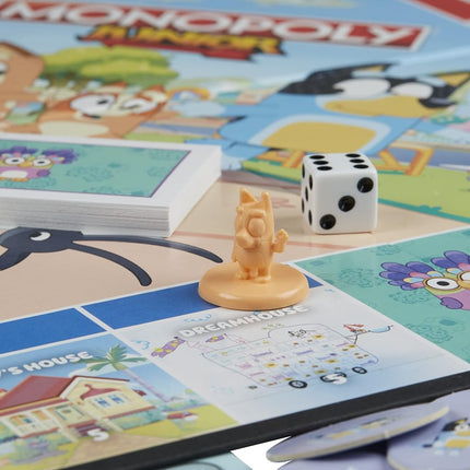 Hasbro Gaming Monopoly Junior: Bluey Edition Board Game for Kids Ages 5+, Play as Bluey, Bingo, Mum, and Dad, Features Artwork from The Animated Series (Amazon Exclusive)