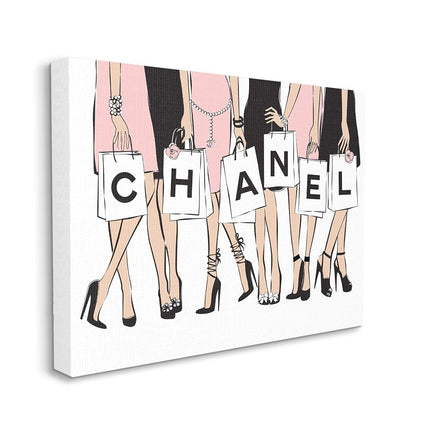Stupell Industries Cabas de shopping Fashionista Poses élégantes, Design de Martina Pavlova, Décoration murale sur toile, 16 x 20 pouces, Rose