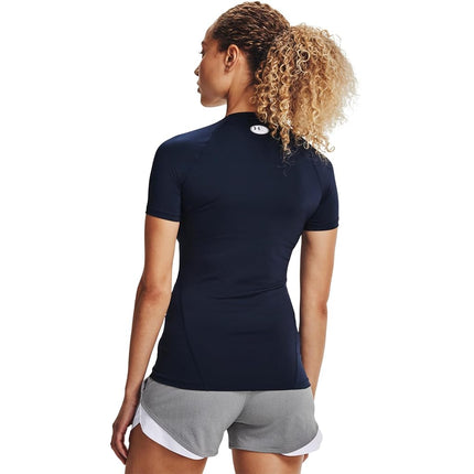 Under Armour Women's HeatGear Compression Short-Sleeve T-Shirt, Midnight Navy (410)/White, Small