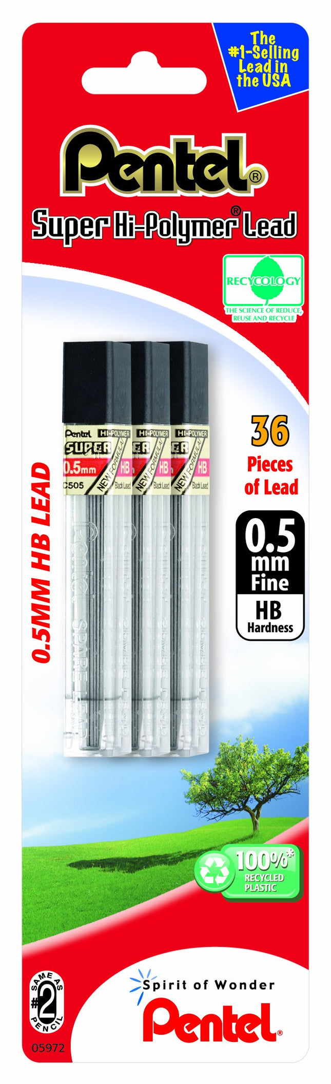 Pentel Super Hi-Polymer Lead Refill 0.5mm Fine, HB