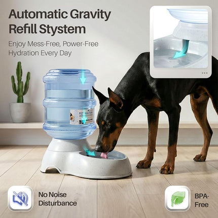 Flexzion Gravity Pet Water Dispenser Drinking Station for Dogs Cats (3 Gallon) Automatic Replenish Waterer for Small Large Breed Dog Cat Animal, Feeding Watering Fountain Supplies Bottle Dish Bowl