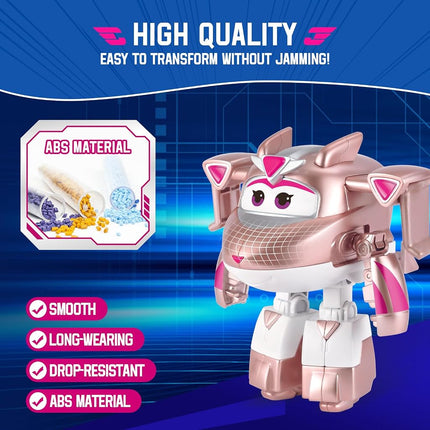 Super Wings YW780233 Transformation Plane Supercharged Golden Girl, Approx. 5 Inch Toy Figure for Children, Toy Plane and Robot Figure for 3+ Years Old Boys Girls