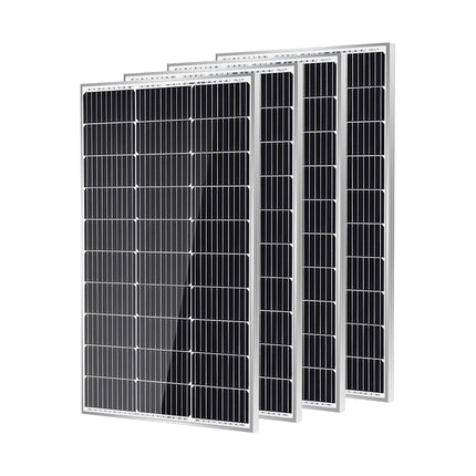 Traver Force Solar Panel 100 Watt 10BB Monocrystalline 12V Solar Panels for Home High Efficiency Solar Module Power Charger for RV Camping Cabin Marine Boat Motorhome Off-Grid Black 4-Pack 100W