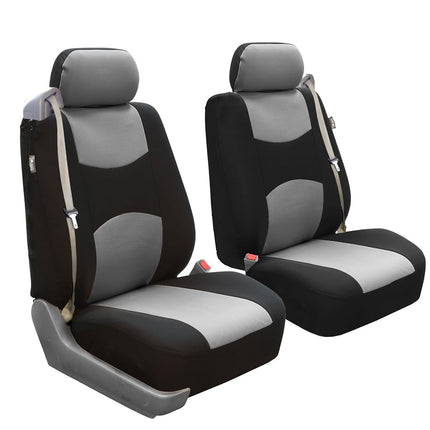 Funda de asiento de tela FH GROUP para asientos delanteros de cubo, funda de asiento de 1 pieza, ajuste universal, compatible con airbag, fundas de asiento para SUV, furgoneta, gris