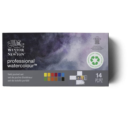 Winsor & Newton 190685 Artist's Water Colour Field Box Drawing Set with Half Pan - Pack of 12