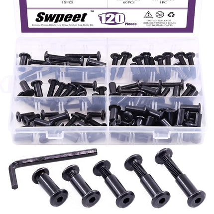 Swpeet 120Pcs M6x16mm/20mm/25mm/30mm/35mm Carbon S