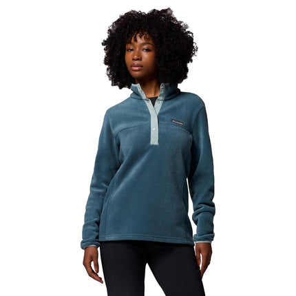 Columbia Women's Benton Springs 1/2 Snap Pull Over 2, Fleece Pull Over, Everblue/Crushed Blue, XXL