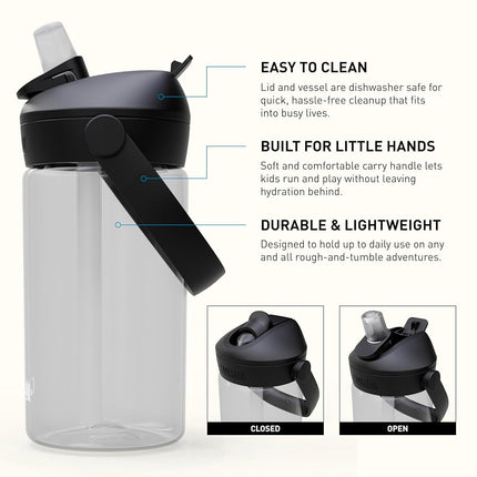 Camelbak THRIVE FLIP STRAW KIDS 415 ml – sport bottle – leak-proof – for little adventurers – easy drinking – durable – Clear, size: OS