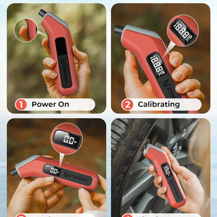 ETENWOLF T300 Digital Tire Pressure Gauge 3-200 PSI, Industrial Tire Gauge Calibrated to ANSI B40.7 Grade 2A(Plus-Minus 0.5%), Replaceable AAA Batteries (Vivid Orange)