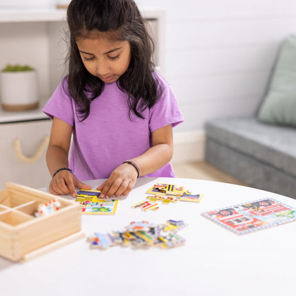Melissa & Doug Vehicles Jigsaw Puzzles in a Box, Four Wooden Puzzles, Sturdy Wooden Storage Box, 12-Piece Puzzles [Toy] [Apr 18, 2007] Melissa & Doug