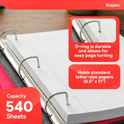 Staples 2 Inch Better View Binder with D-Rings (Red) by Staples